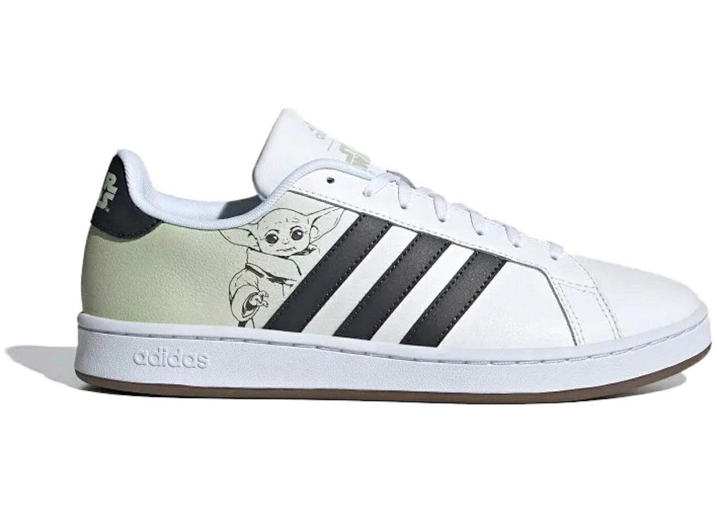 アディダス 地びた 厚地の外套 白いこと 白いこと 炭素 緑 緑であること スニーカー メンズ ADIDAS GRAND COURT BABY YODA / CLOUD WHITE CARBON HALO GREEN メンズ靴-スニーカー
