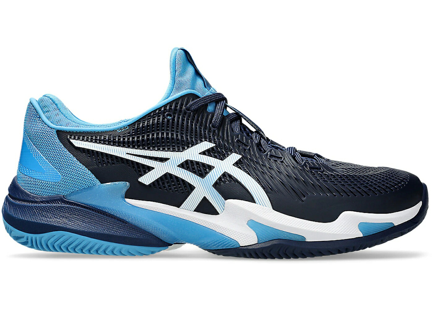 アシックス 厚地の外套 青み 青色 白いこと 白いこと スニーカー メンズ ASICS COURT FF 3 NOVAK CLAY BLUE EXPANSE WHITE / BLUE EXPANSE WHITE