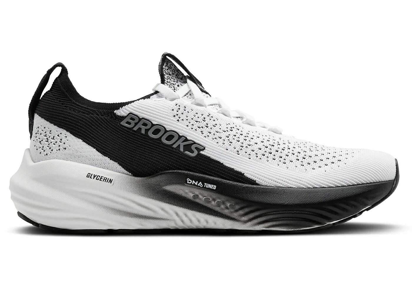 ブルックス 白いこと 白いこと 薄墨色 薄墨色 黒いこと 黒いこと スニーカー メンズ BROOKS GLYCERIN STEALTHFIT 22 WHITE GREY BLACK / WHITE GREY BLACK