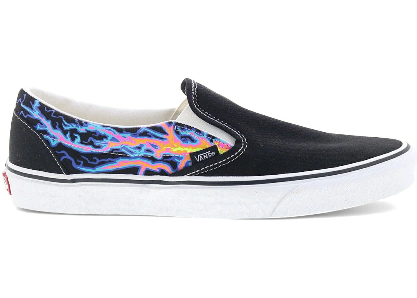 ヴァンズ バンズ クラシック スリッポン 黒色 ブラック 赤 レッド スニーカー メンズ VANS CLASSIC SLIP-ON ELECTRIC FLAME BLACK RED / BLACK RED｜スニケス