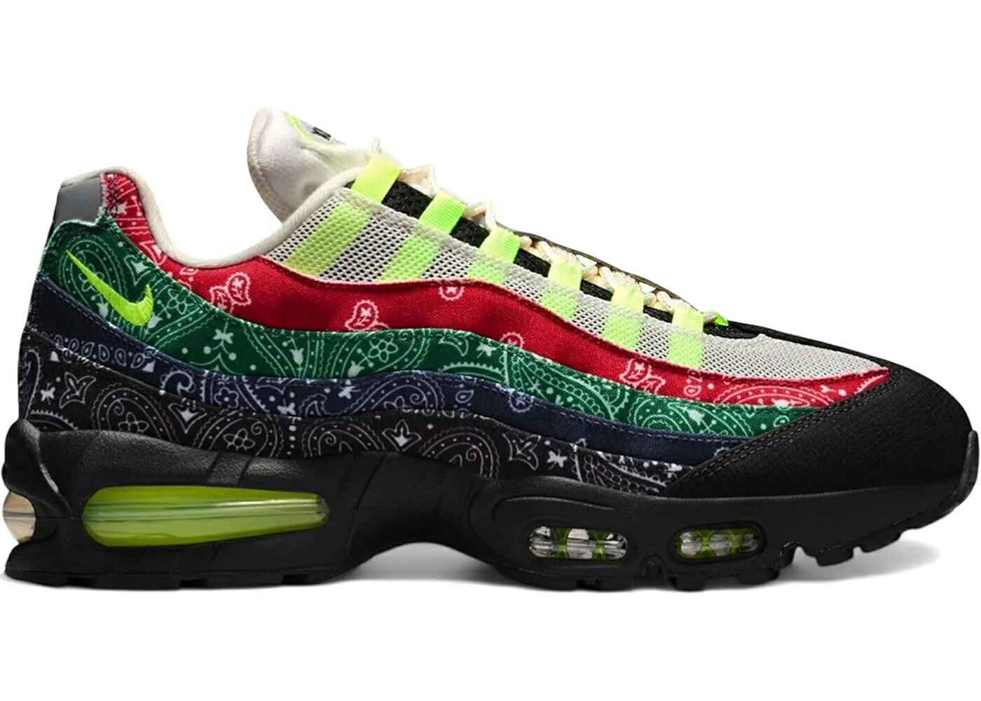 ナイキ マックス 砂上の楼閣 赤 赤いこと エア湖マックス スニーカー メンズ NIKE AIR MAX 95 OG BIG BUBBLE NEON PAISLEY BANDANA / SAIL VOLT UNIVERSITY RED SPORT