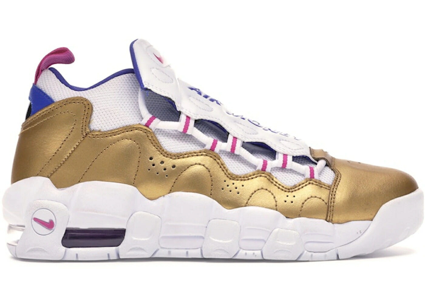 ナイキ 白色 ホワイト ブラスト エアモアマネー \u0026 ジュニア キッズ NIKE AIR MORE MONEY PEANUT BUTTER JELLY (GS) / WHITE FUCHSIA BLAST METALLIC ベビー マタニティ スニーカー