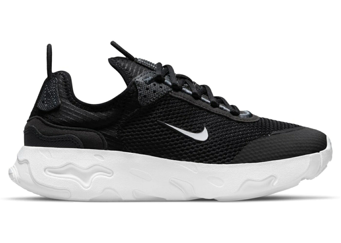 ナイキ リアクト 黒色 ブラック 白色 ホワイト 灰色 グレー ジュニア キッズ NIKE REACT LIVE BLACK WHITE (GS) / BLACK DARK SMOKE GREY WHITE ベビー マタニティ スニーカー|スニケス