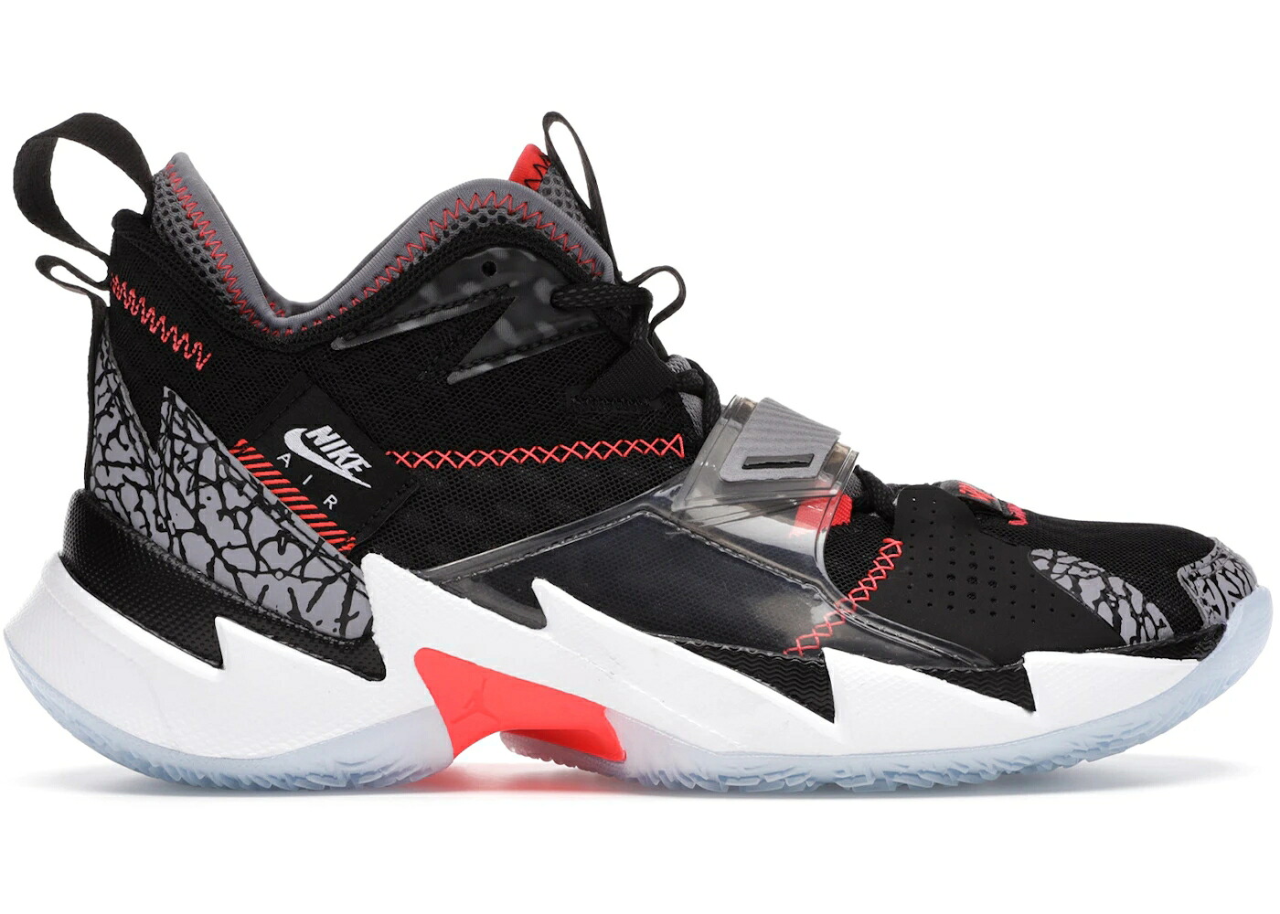 ナイキ ジョーダン 黒いこと 黒いこと 薄墨色 シメント クリムゾン 薄墨色 ZER0.3 スニーカー メンズ JORDAN WHY NOT BLACK CEMENT / BLACK BRIGHT CRIMSON CEMENT GREY