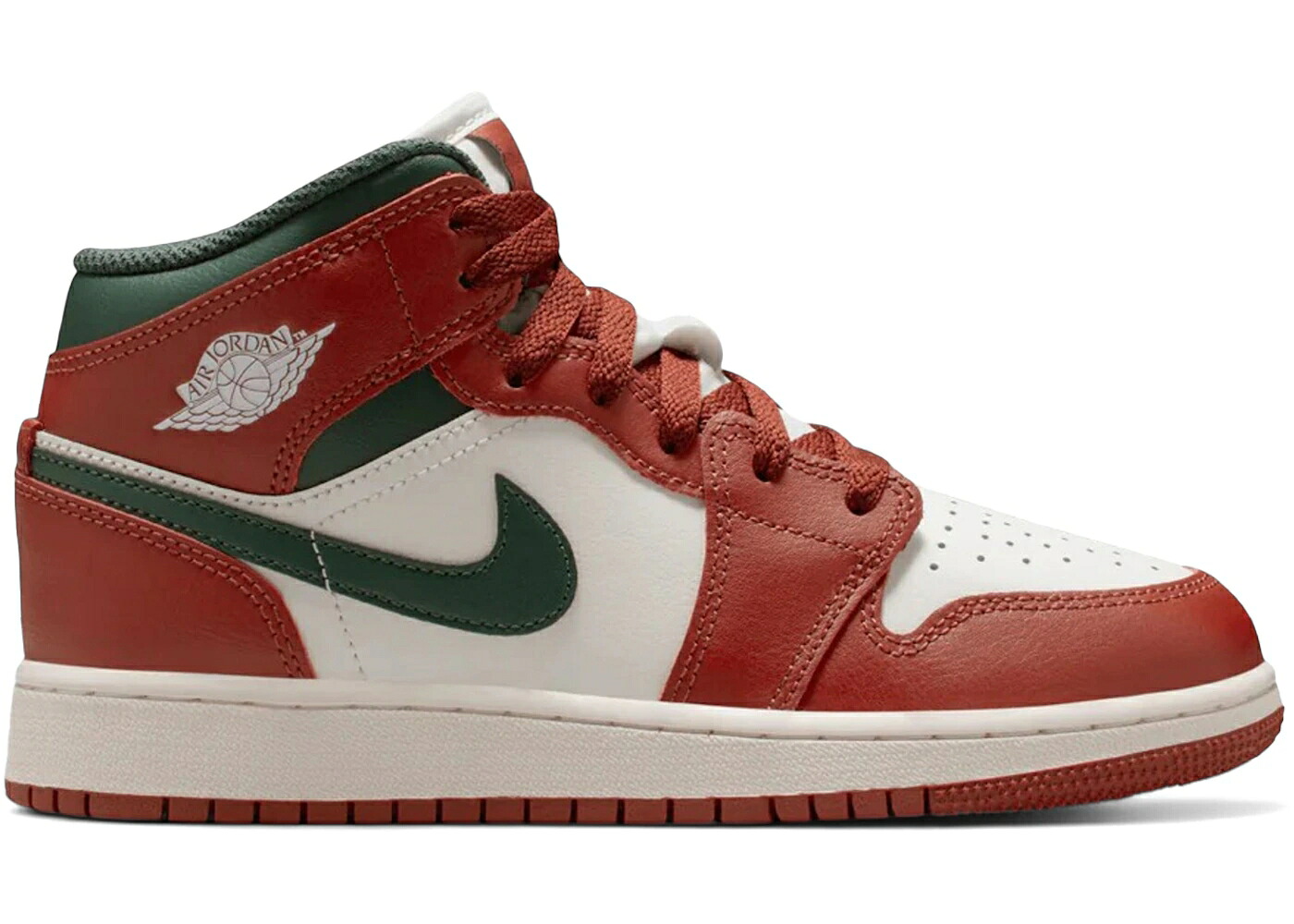 ナイキ ジョーダン ミッド 緑 グリーン ピュア プラチナム ジュニア キッズ JORDAN 1 MID REDSTONE MIDNIGHT GREEN (GS) / SAIL PURE PLATINUM REDSTONE ベビー マタニティ スニーカー