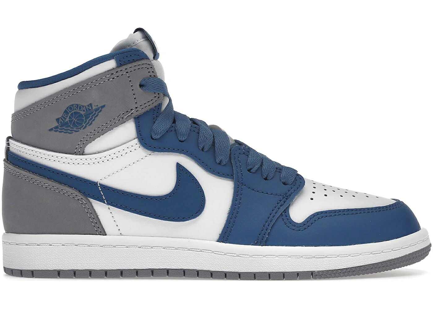 ナイキ ジョーダン ハイ 青色 ブルー 白色 ホワイト 灰色 シメント グレー ジュニア キッズ JORDAN 1 RETRO HIGH OG TRUE BLUE (PS) / TRUE BLUE WHITE CEMENT GREY ベビー マタニティ スニーカー|スニケス