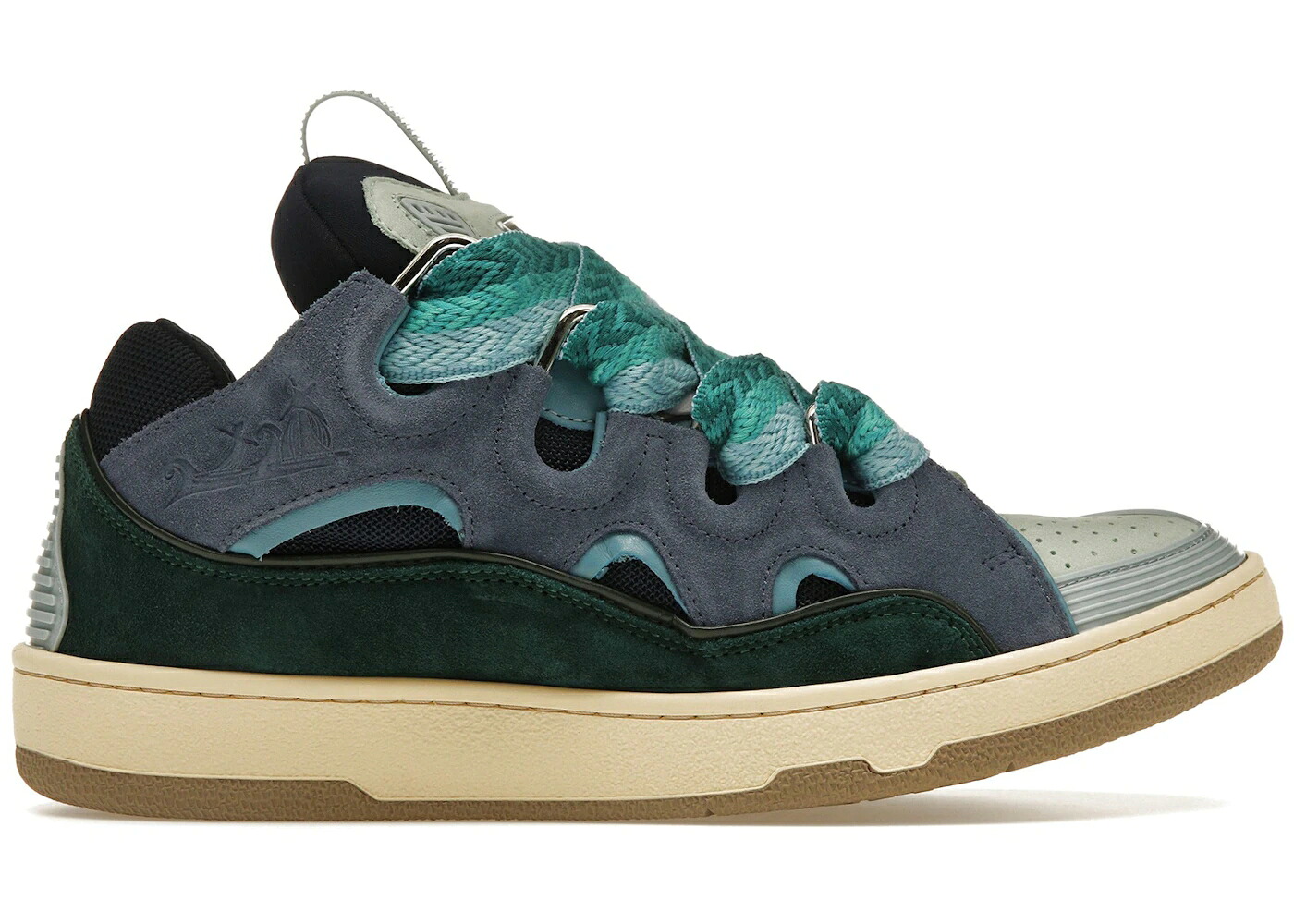 ランバン 靴 スニーカー 灰色 グレー 緑 グリーン 青色 ブルー メンズ LANVIN CURB SNEAKER GREY DARK GREEN LIGHT BLUE / GREY DARK GREEN LIGHT BLUE｜スニケス