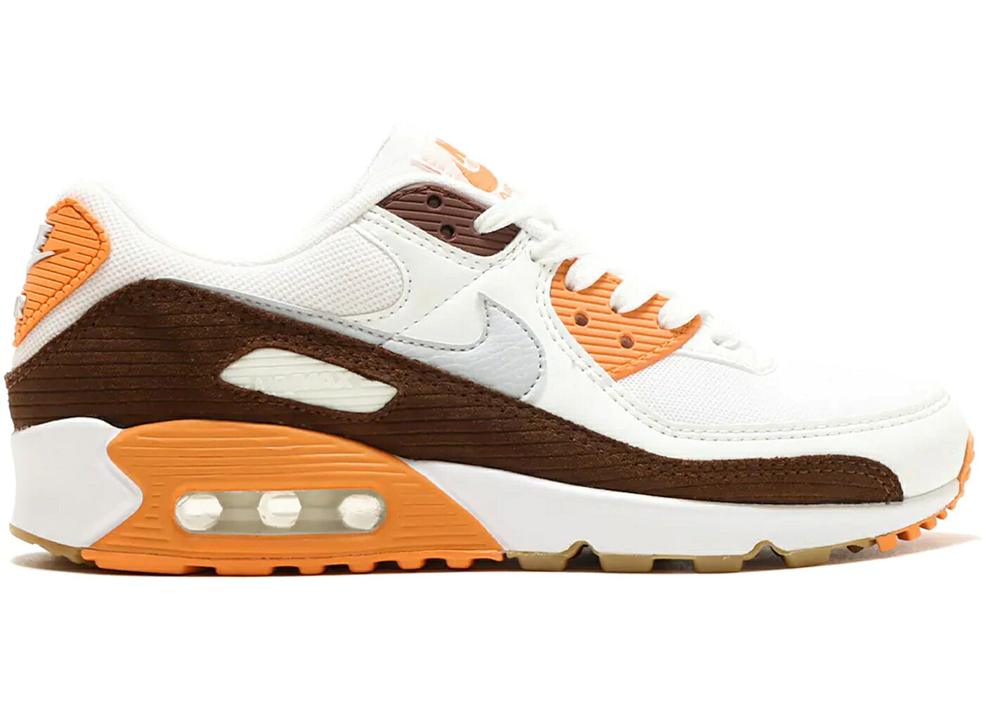 ナイキ マックス 茶色 ブラウン 白色 ホワイト 橙 オレンジ エアマックス WOMEN'S スニーカー レディース NIKE AIR MAX 90 BROWN COURDUROY (WOMEN'S) / WHITE SUMMIT WHITE ORANGE TRANCE