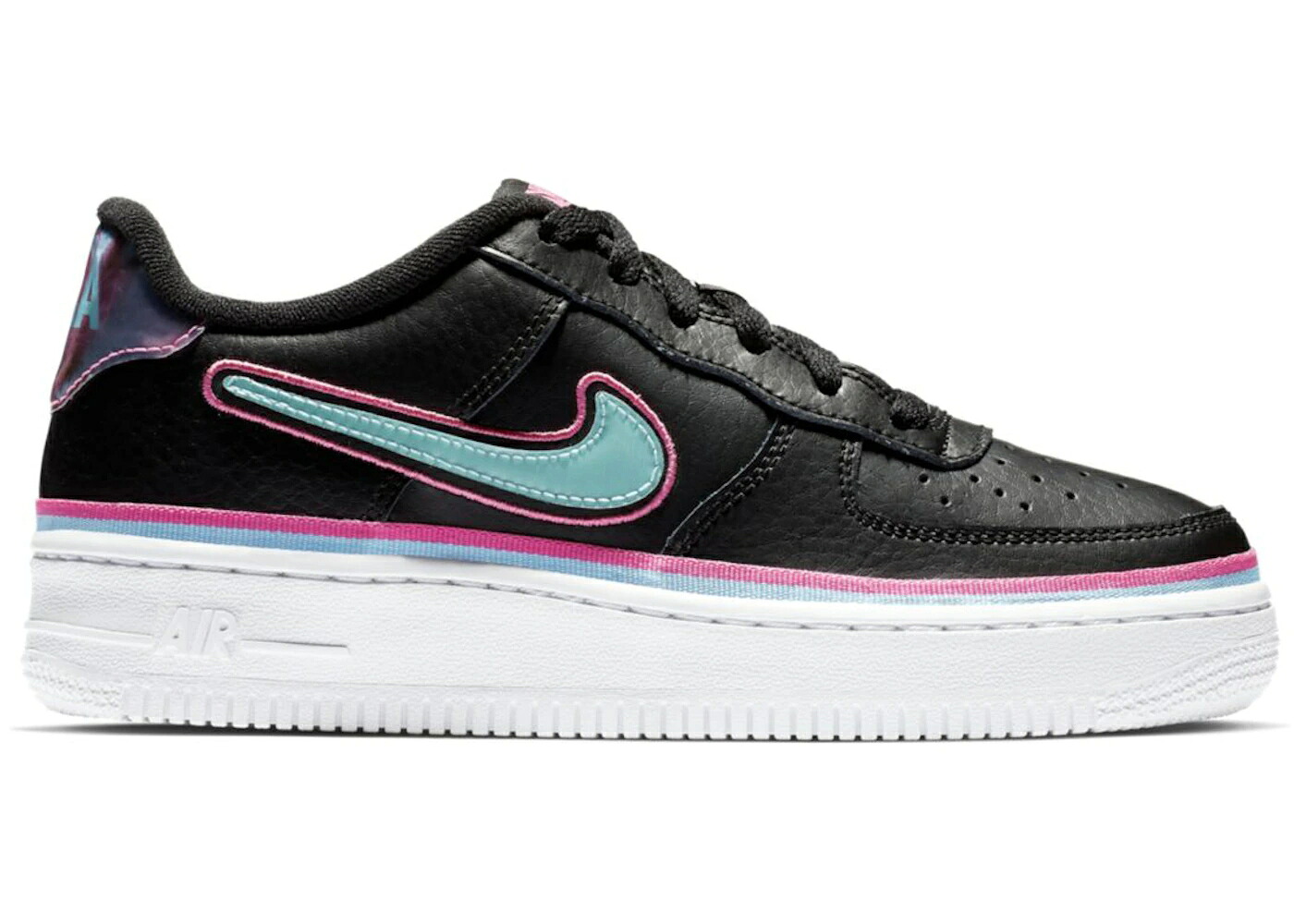 ナイキ マイアミ 黒いこと 黒いこと 青碧 青碧 レーザ 空軍 お坊っちゃん キッズ NIKE AIR FORCE 1 LOW LV8 MIAMI VICE (GS) / BLACK BLUE GALE LASER FUCSHIA もの言う花 マタニティ スニーカー