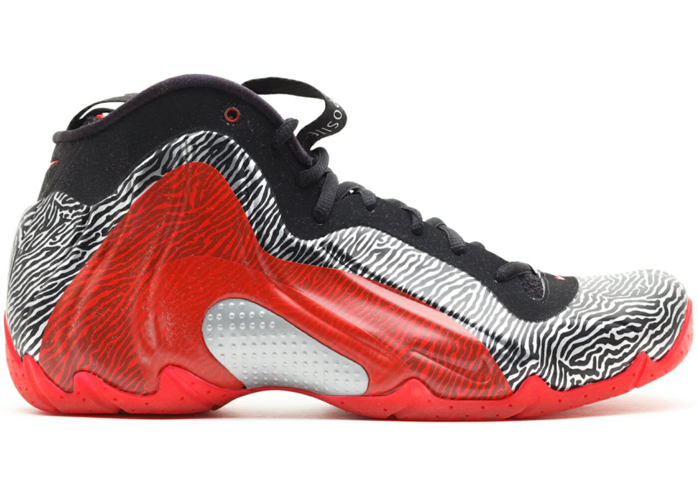 ナイキ 銀色 シルバー 赤 レッド 黒色 ブラック エアフライトポジット スニーカー メンズ NIKE AIR FLIGHTPOSITE EXPOSED ZEBRA / SILVER UNIVERSITY RED BLACK
