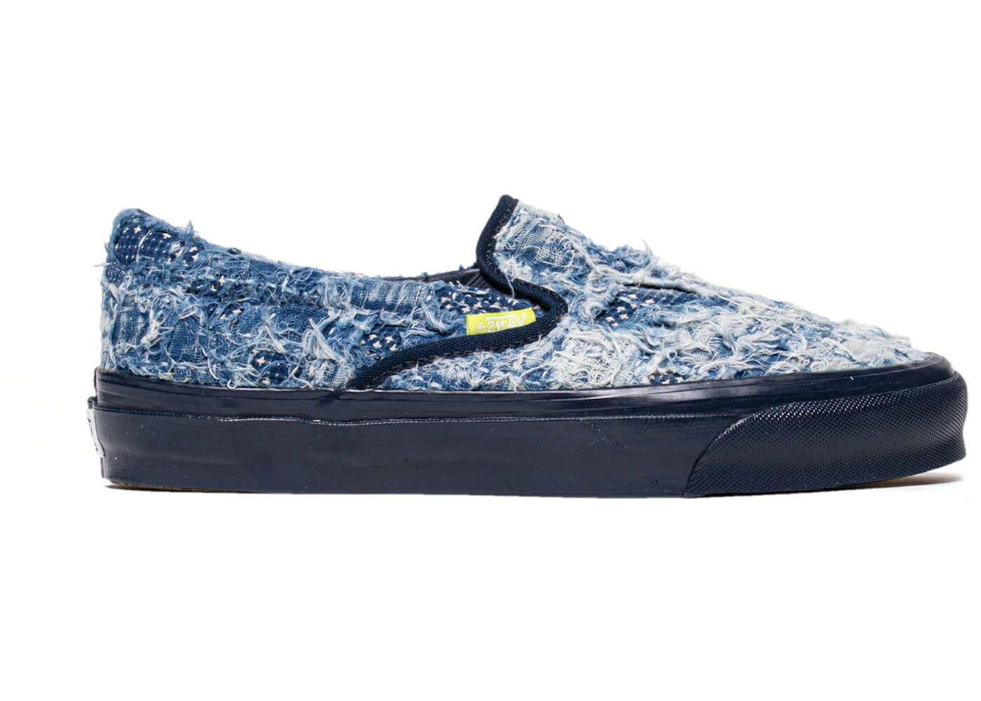 ヴァンズ バンズ 雄螺旋 スリッポン 藍色 インディゴ スニーカー メンズ VANS VAULT SLIP-ON LX FDMTL (2021) / INDIGO DISTRESSED