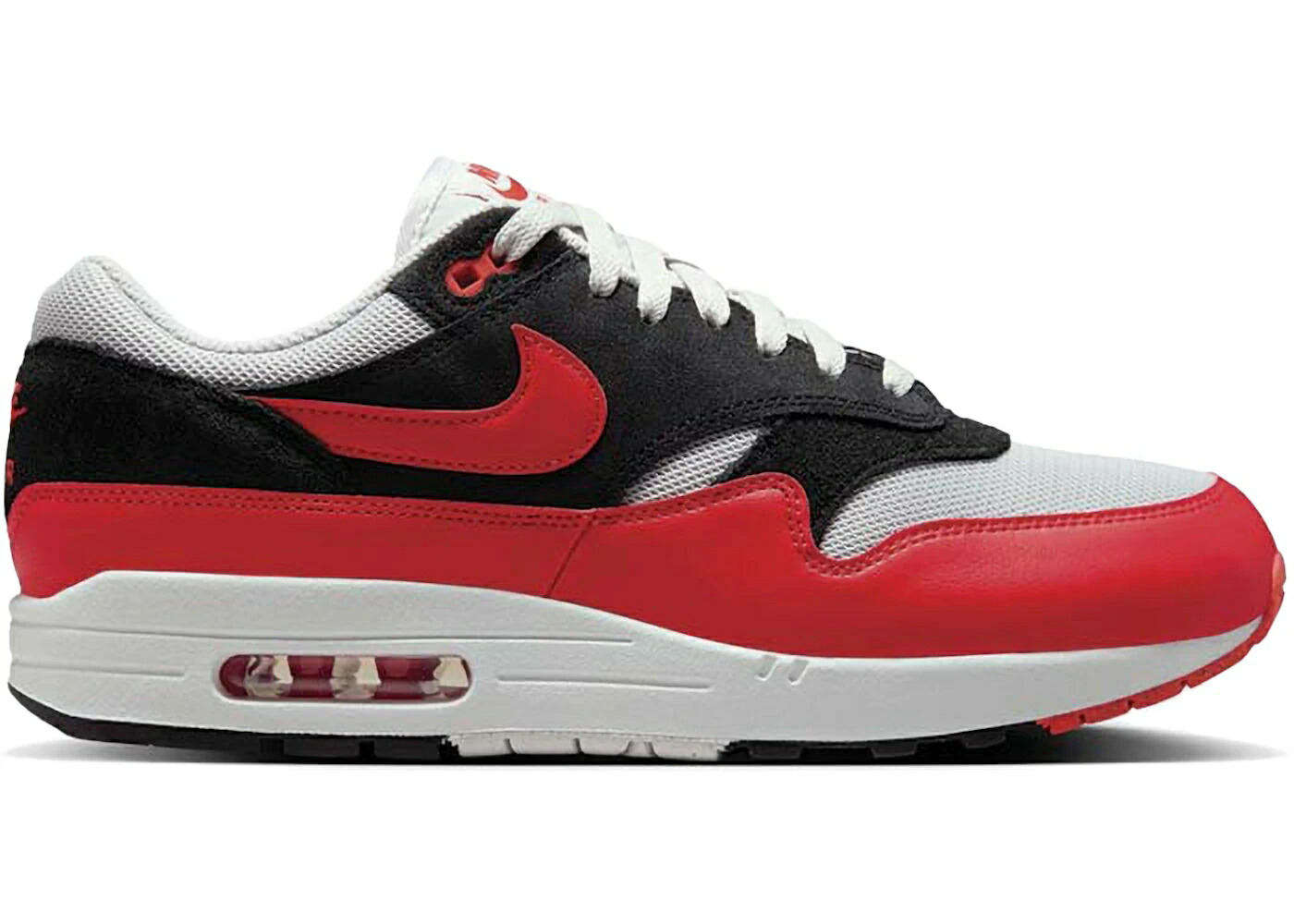 ナイキ マックス リベンジ 灰色 グレー 黒色 ブラック クリムゾン エアマックス スニーカー メンズ NIKE AIR MAX 1 ESSENTIAL REVERSE CHILI / VAST GREY BLACK LIGHT CRIMSON