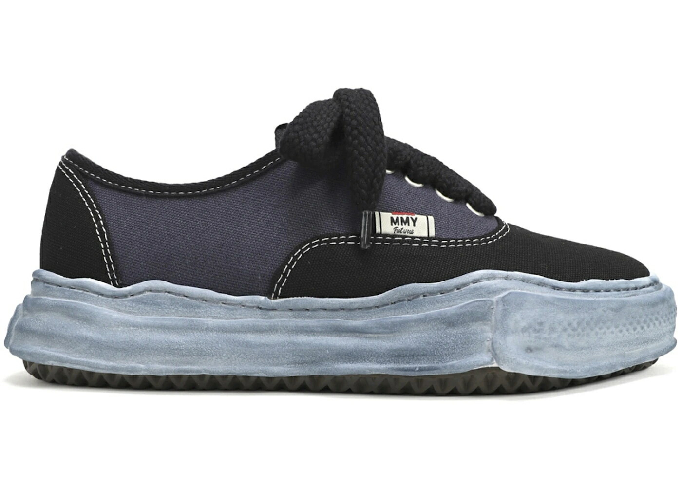 メゾン ミハラヤスヒロ 黒色 ブラック 紺色 ネイビー スニーカー メンズ MAISON MIHARA YASUHIRO MAISON MIHARA YASUHIRO BAKER OG SOLE OVER DYED CANVAS LOW BLACK / BLACK NAVY