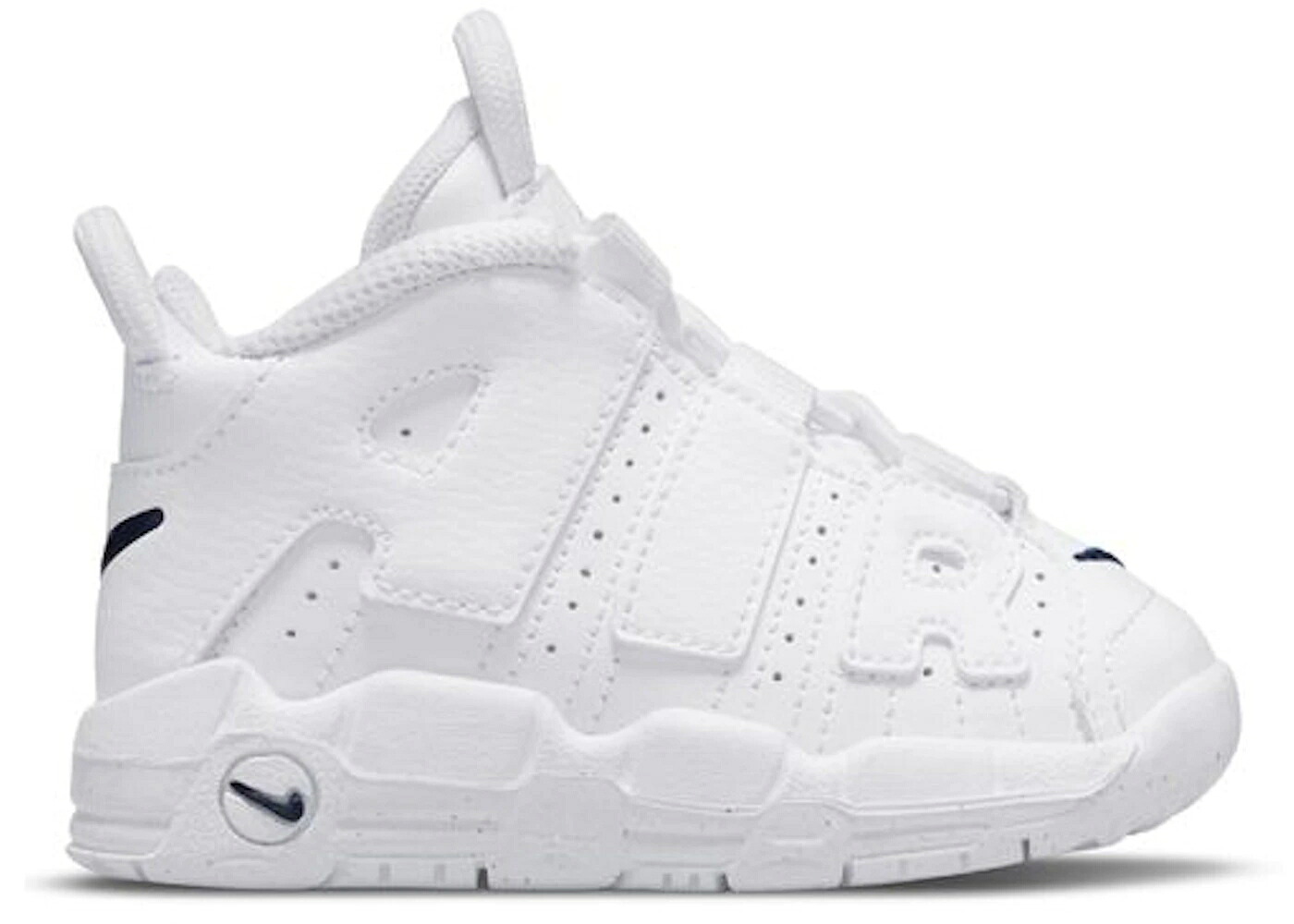 ナイキ アップテンポ 白色 ホワイト 紺色 ネイビー エアモアアップテンポ モアテン ジュニア キッズ NIKE AIR MORE UPTEMPO WHITE MIDNIGHT NAVY (TD) / WHITE MIDNIGHT NAVY WHITE｜スニケス