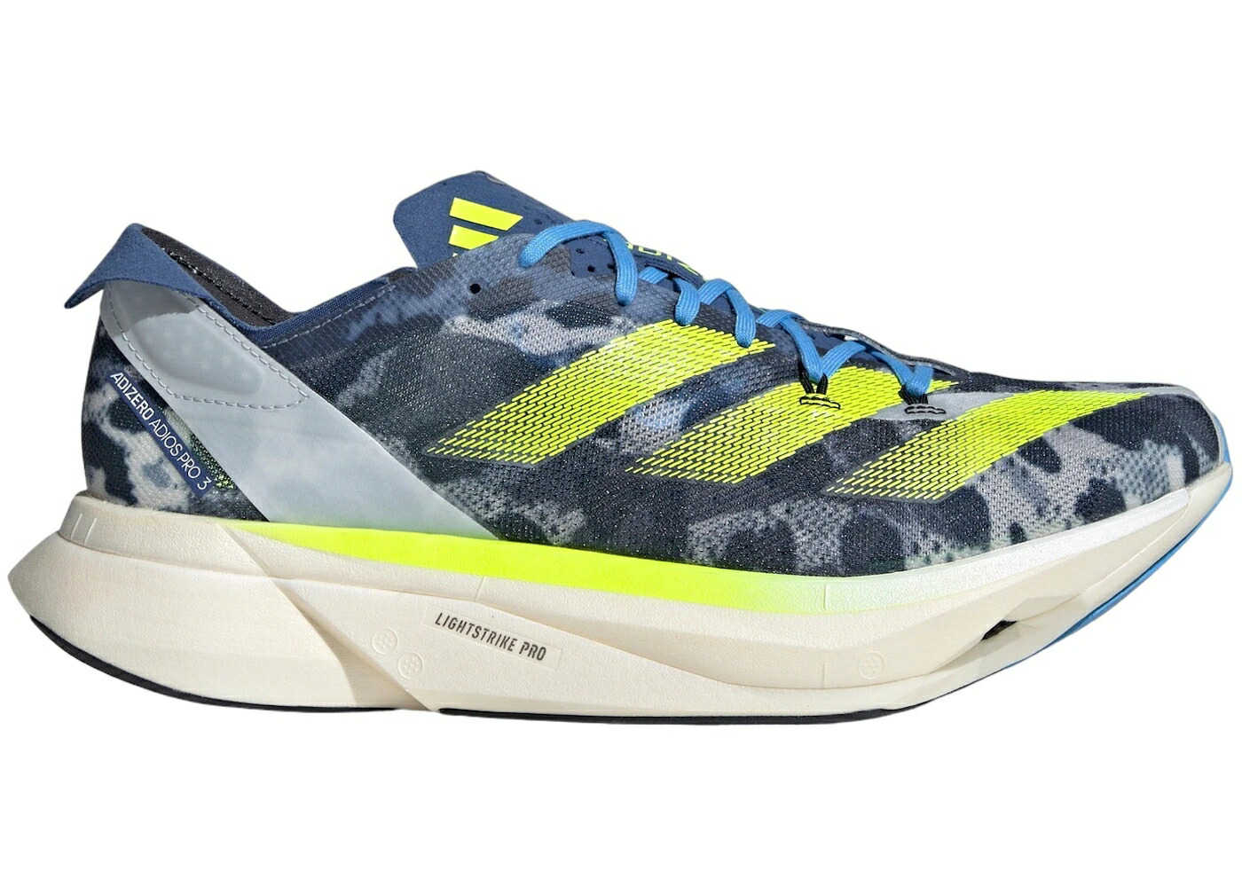 アディダス アディゼロ アディオス プロ 白色 ホワイト 青色 ブルー バースト スニーカー メンズ ADIDAS ADIZERO ADIOS PRO 3 CRYSTAL WHITE LUCID LEMON BLUE BURST / CRYSTAL WHITE LUCID LEMON BLUE