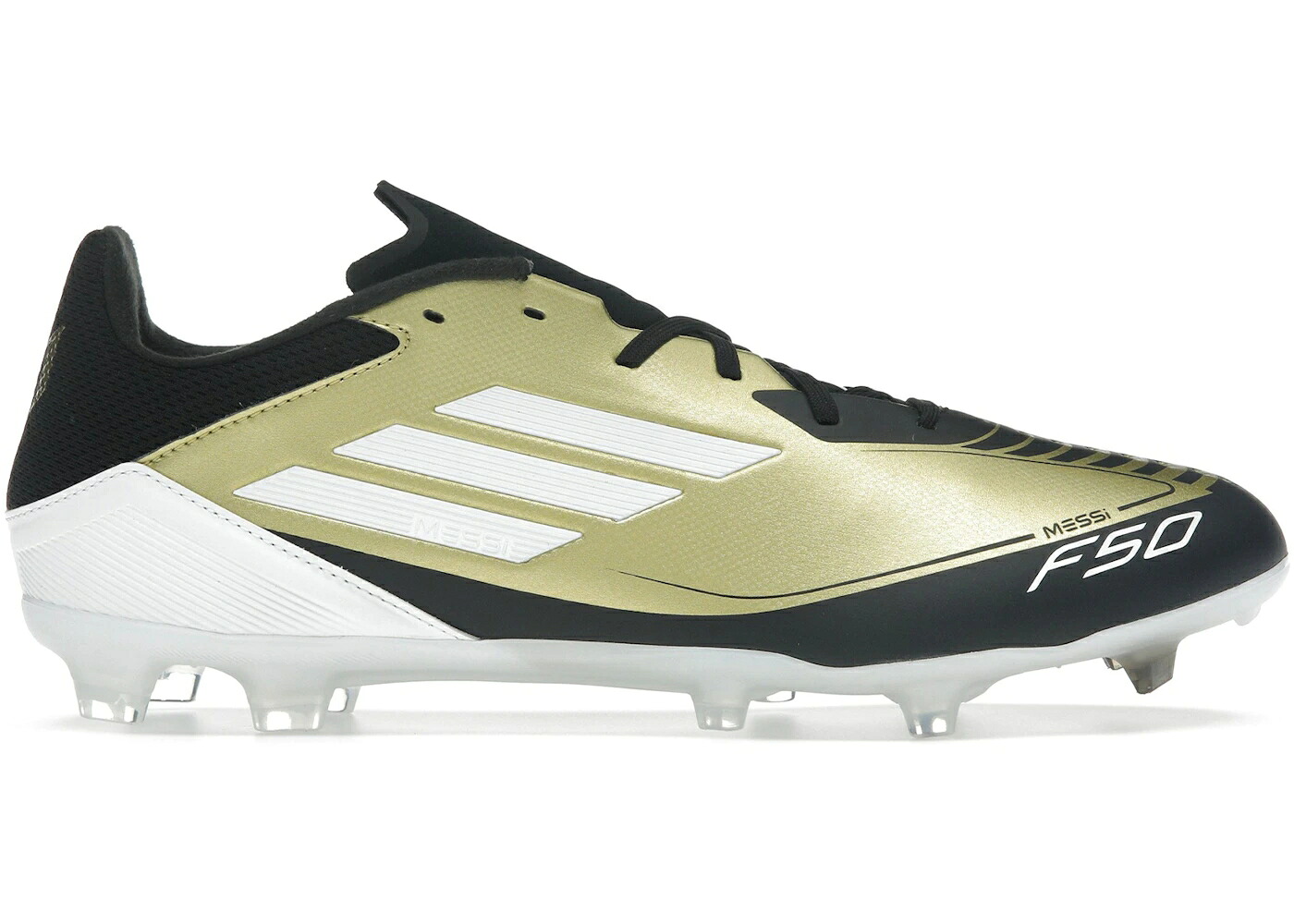 アディダス ゴールド 白色 ホワイト 黒色 ブラック スニーカー メンズ ADIDAS F50 LEAGUE LOW FG MESSI / GOLD WHITE BLACK|スニケス