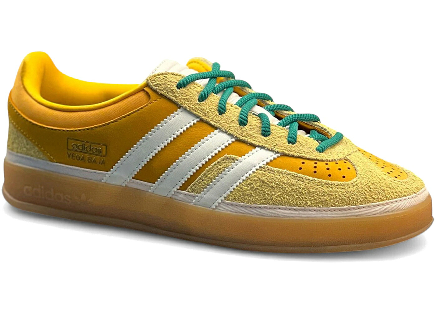 アディダス ガゼル ベガ ヴェガ ゴールド 白いこと 白いこと スニーカー メンズ ADIDAS GAZELLE INDOOR BAD BUNNY VEGA BAJA / COLLEGIATE GOLD OFF WHITE GUM 3