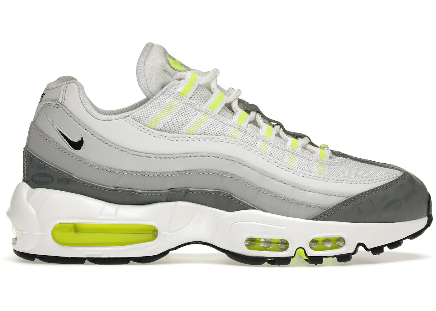 ナイキ マックス 白いこと 白いこと 薄墨色 薄墨色 大気圏マックス スニーカー メンズ NIKE AIR MAX 95 RETRO LOGOS / WHITE GREY VOLT
