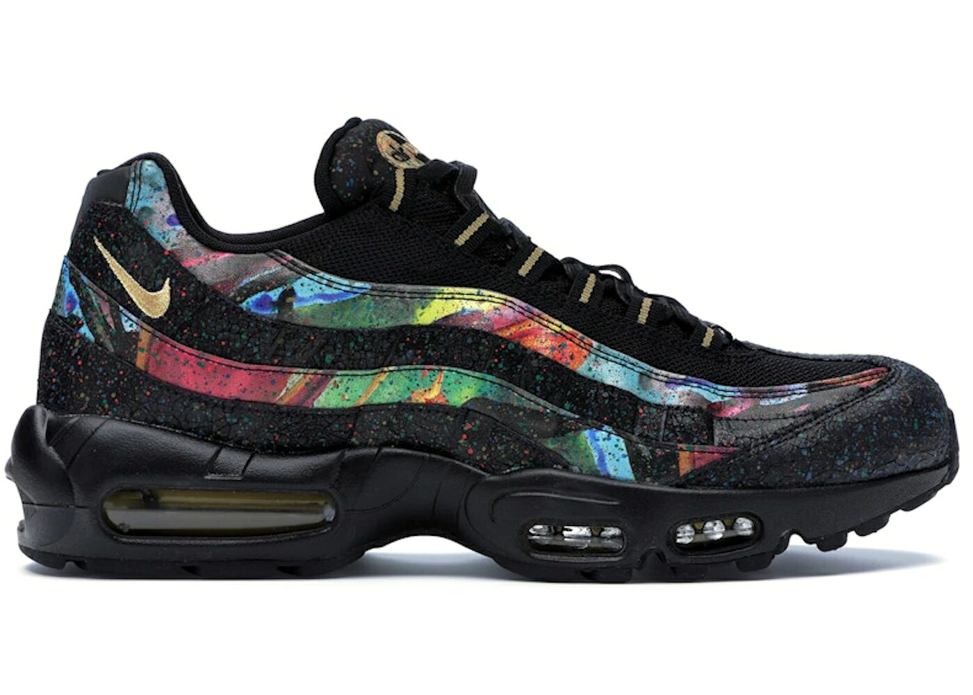 ナイキ マックス ギャラクシー 黒色 ブラック ゴールド エアマックス スニーカー メンズ NIKE AIR MAX 95 GALAXY SPLATTER / BLACK METALLIC GOLD COBALT BLAZE