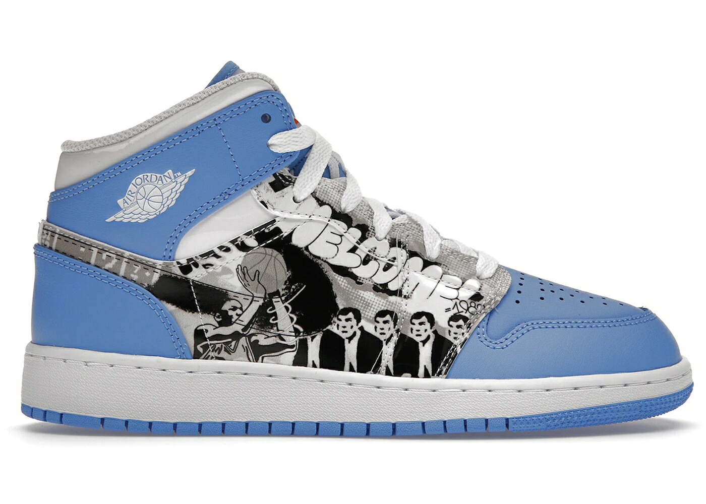 ナイキ ジョーダン ミッド 靴 スニーカー ゲーム 白色 ホワイト 青色 ブルー ジュニア キッズ JORDAN 1 MID SNEAKER SCHOOL GAME WINNER (GS) / WHITE STARFISH UNIVERSITY BLUE ベビー マタニティ
