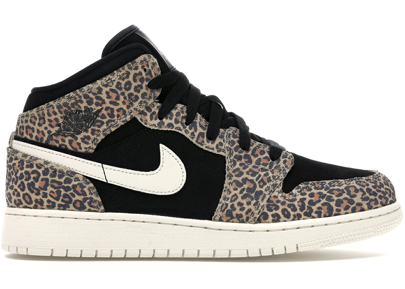 ナイキ ジョーダン ミッド ヒョウ柄 レオパード 黒いこと 黒いこと 象牙色 お坊っちゃん キッズ JORDAN 1 MID SE LEOPARD (GS) / BLACK PALE IVORY DESERT ORE もの言う花 マタニティ スニーカー