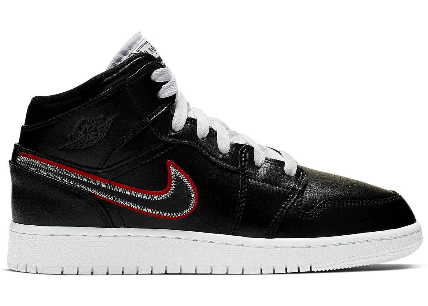 ナイキ ジョーダン ミッド ゲーム 黒色 ブラック 白色 ホワイト 赤 レッド ジュニア キッズ JORDAN 1 MID MAYBE I DESTROYED THE GAME (GS) / BLACK BLACK WHITE GYM RED ベビー マタニティ スニーカー|スニケス