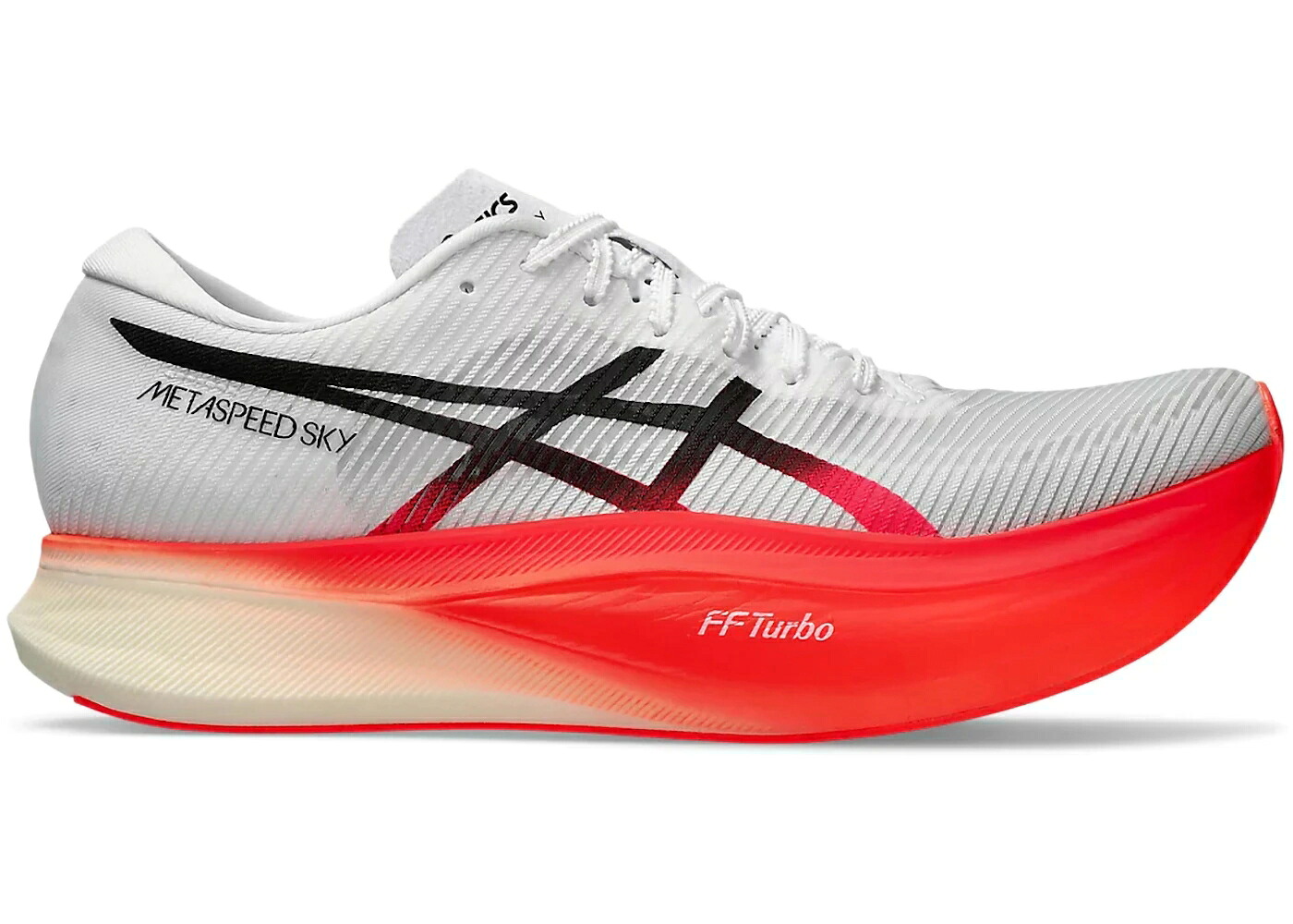 アシックス 白色 ホワイト 赤 レッド 黒色 ブラック SKY+ スニーカー メンズ ASICS METASPEED WHITE SUNRISE RED / WHITE BLACK｜スニケス