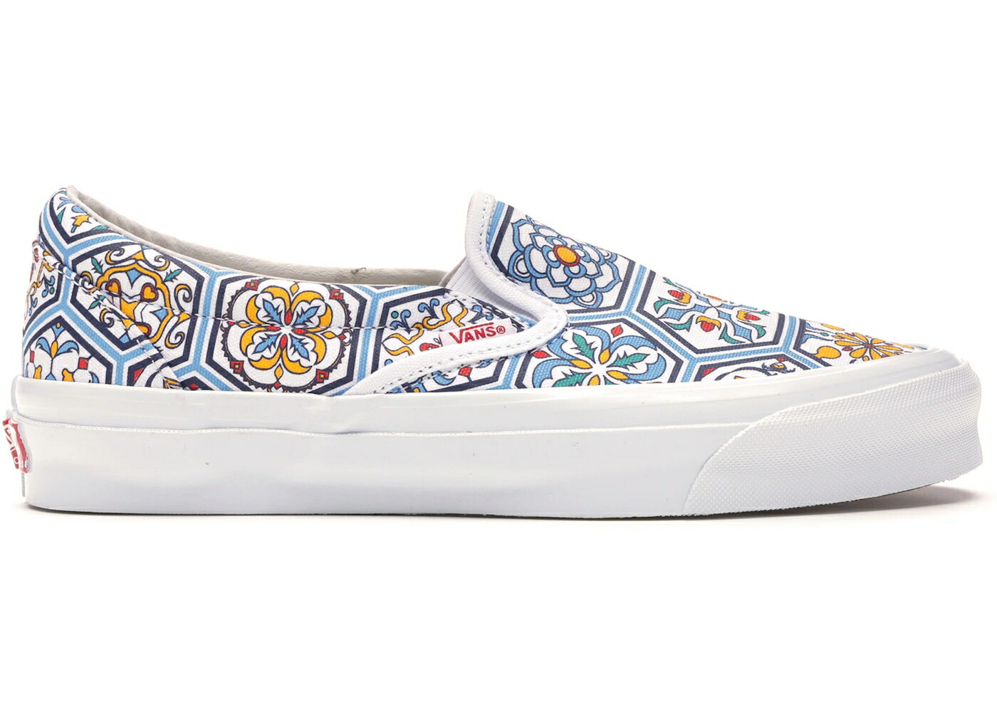 ヴァンズ バンズ スリッポン 青色 ブルー 白色 ホワイト スニーカー メンズ VANS SLIP-ON KITH MOROCCAN TILE BLUE / WHITE MULTI