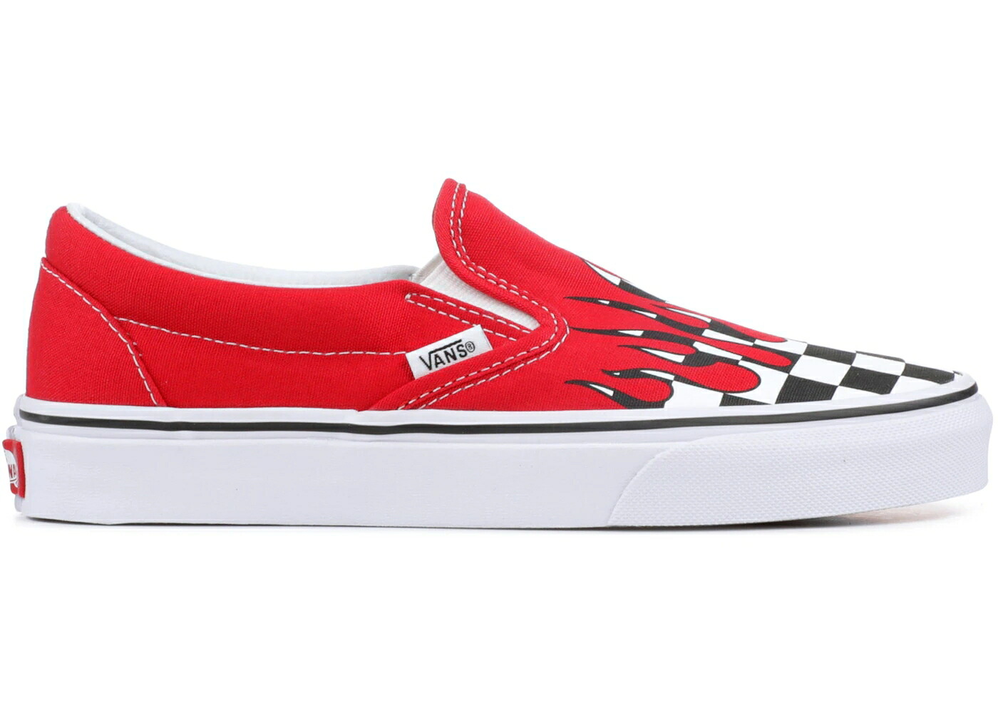 ヴァンズ バンズ スリッポン 赤 レッド 白色 ホワイト スニーカー メンズ VANS SLIP-ON CHECKER FLAME RED / RACING RED TRUE WHITE