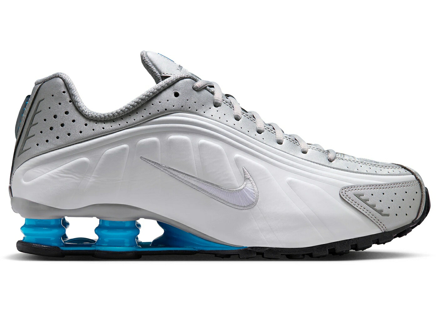 ナイキ ショックス しろがね色 しろがね色 白いこと 白いこと 青味 青み スニーカー メンズ NIKE SHOX R4 METALLIC SILVER WHITE BLUE LAGOON / METALLIC SILVER WHITE BLUE