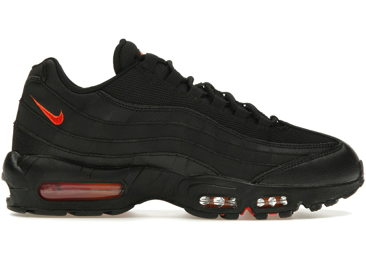 ナイキ マックス 黒いこと 黒いこと 赤 赤いこと 橙 オレンジ色 大気圏マックス スニーカー メンズ NIKE AIR MAX 95 BLACK RED ORANGE / BLACK UNIVERSITY RED SAFETY