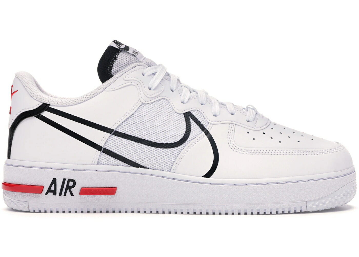 ナイキ リアクト 白色 ホワイト 黒色 ブラック 赤 レッド エアフォース スニーカー メンズ NIKE AIR FORCE 1 REACT WHITE BLACK RED / WHITE BLACK UNIVERSITY RED