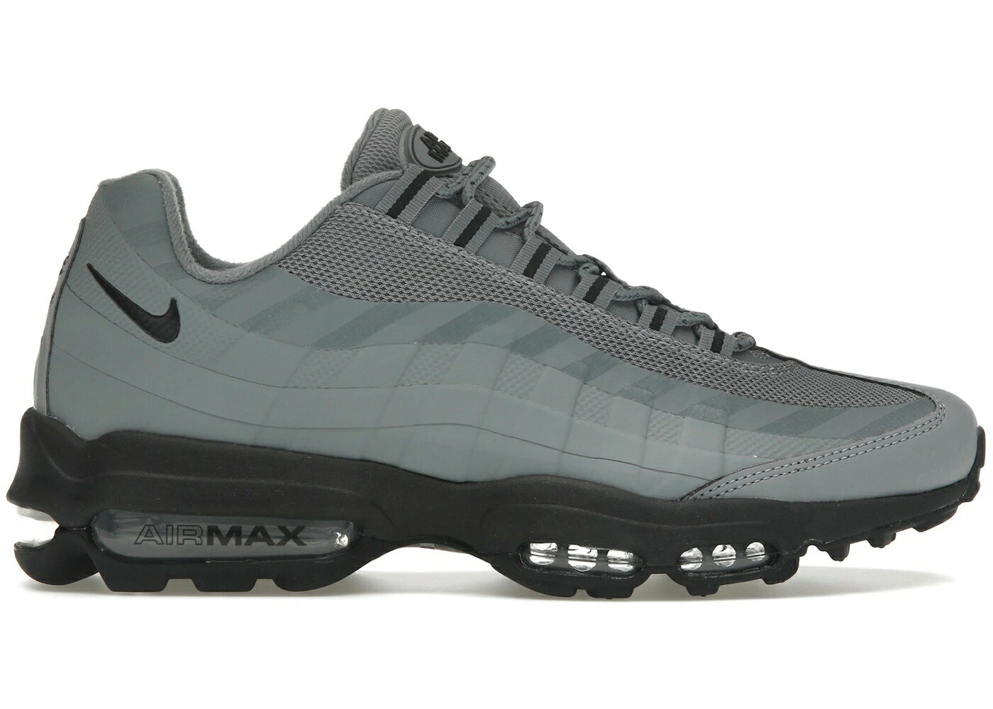 ナイキ マックス ウルトラ 黒色 ブラック 灰色 グレー エアマックス スニーカー メンズ NIKE AIR MAX 95 ULTRA CAUTION STRIP BLACK CHROME GREY / BLACK CHROME GREY
