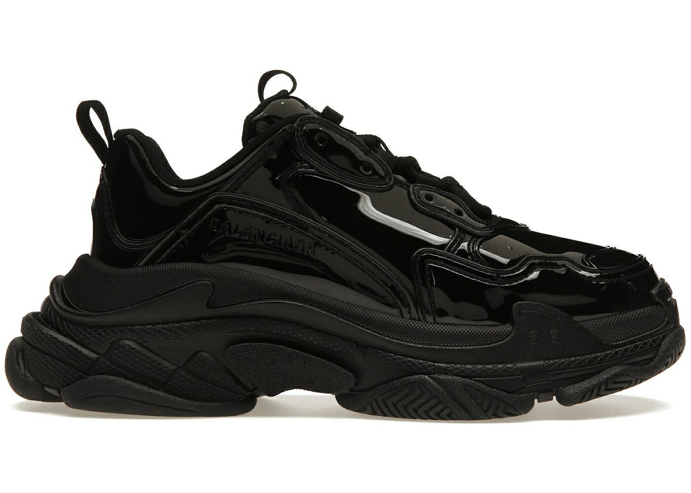 バレンシアガ 黒色 ブラック パテント スニーカー メンズ BALENCIAGA TRIPLE S BLACK PATENT /