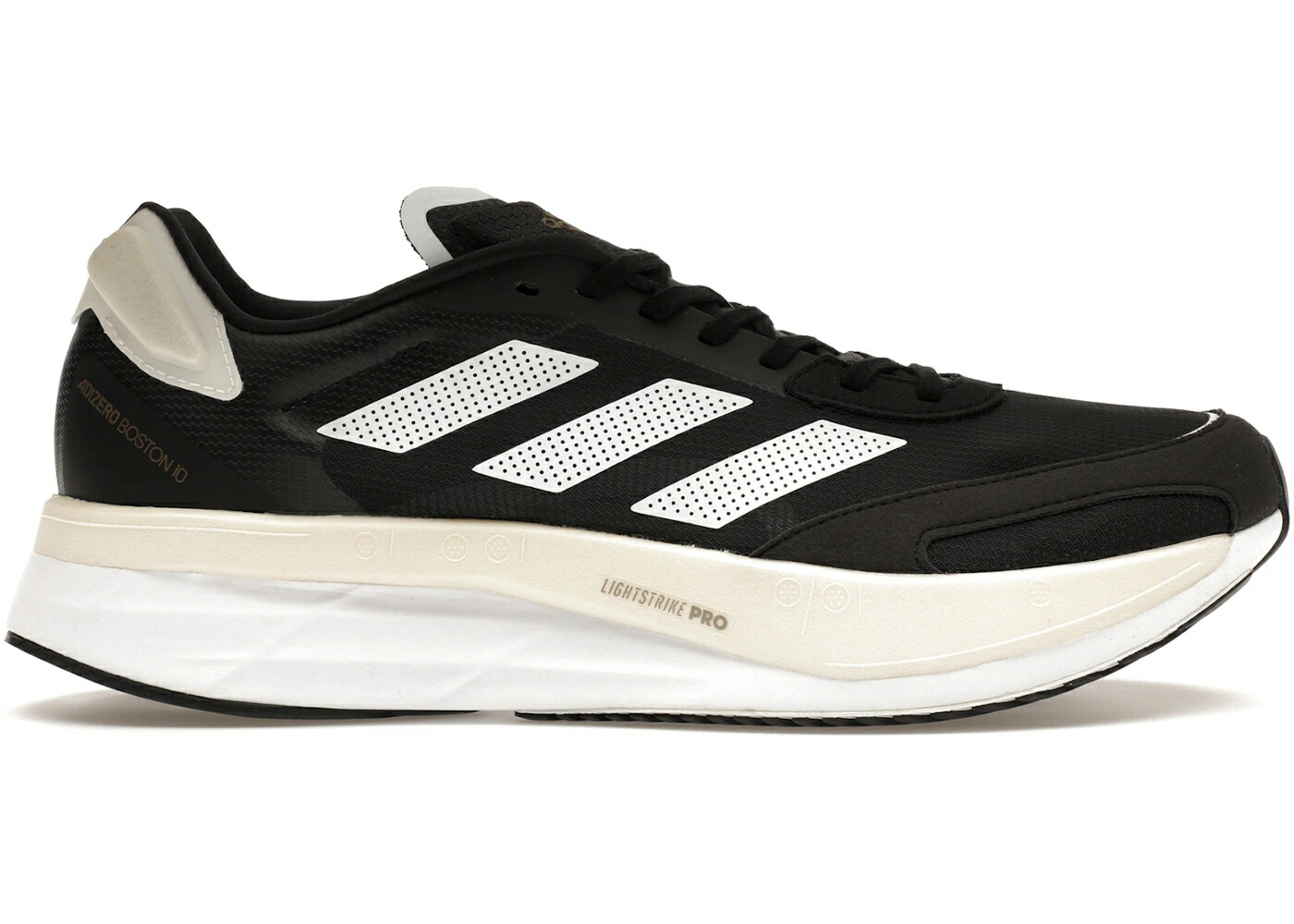 アディダス アディゼロ ボストン 黒色 ブラック 白色 ホワイト コア ゴールド スニーカー メンズ ADIDAS ADIZERO BOSTON 10 BLACK WHITE / CORE BLACK CLOUD WHITE GOLD