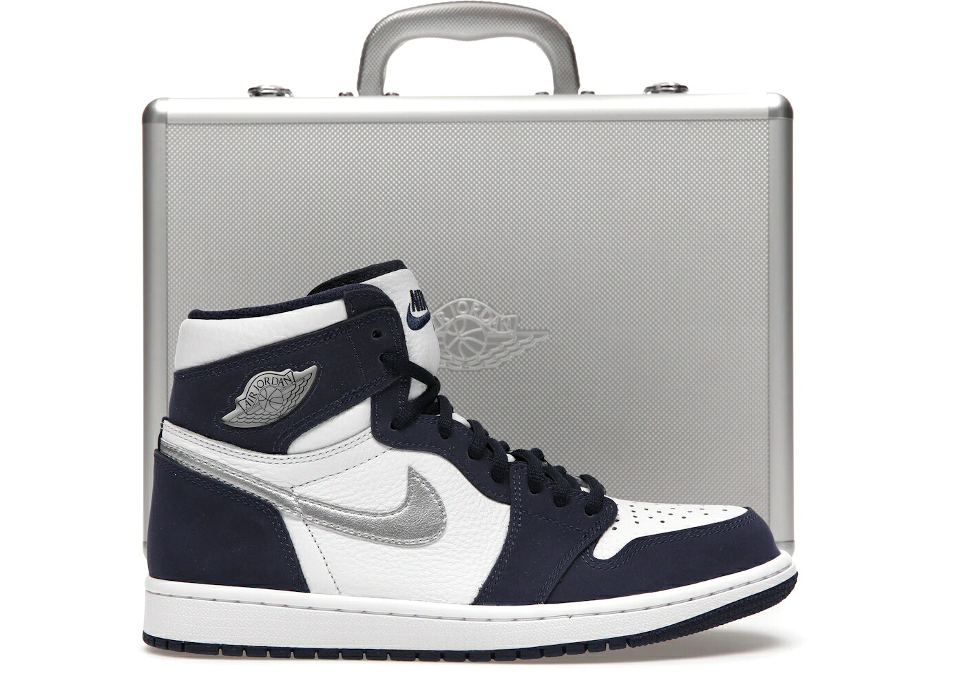 ナイキ ジョーダン ハイ 紺色 ネイビー 白色 ホワイト 銀色 シルバー CO.JP スニーカー メンズ JORDAN 1 RETRO HIGH MIDNIGHT NAVY (SUITCASE) / WHITE METALLIC SILVER MIDNIGHT