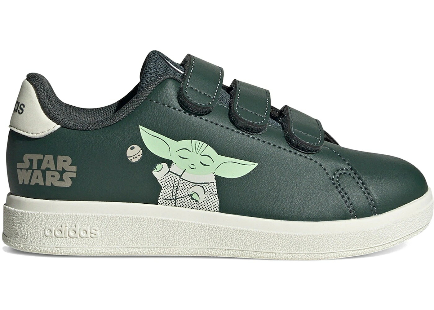 アディダス レジェンド 白色 ホワイト 翡翠 ジェード スターウォーズ ジュニア キッズ ADIDAS ADVANTAGE STAR WARS GROGU THE MANDALORIAN (PS) / LEGEND IVY OFF WHITE MIST JADE ベビー マタニティ スニーカー