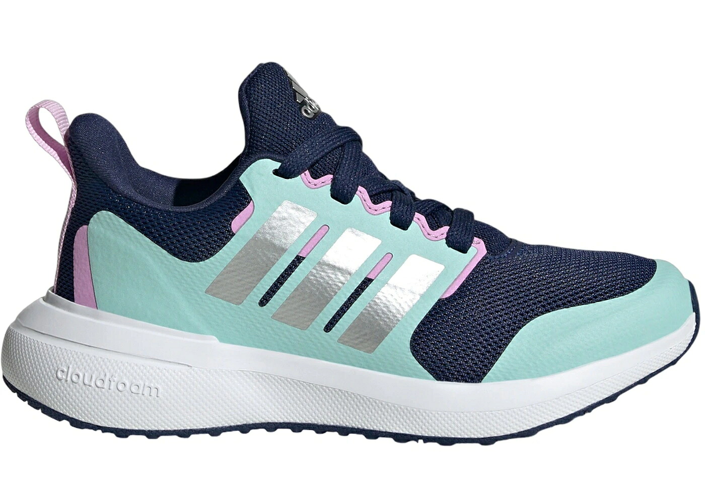 アディダス 青色 ブルー 銀色 シルバー アクア 2.0 ジュニア キッズ ADIDAS FORTARUN CLOUDFOAM DARK BLUE SILVER METALLIC SEMI FLASH AQUA (GS) / DARK BLUE SILVER METALLIC SEMI ベビー マタニティ スニーカー