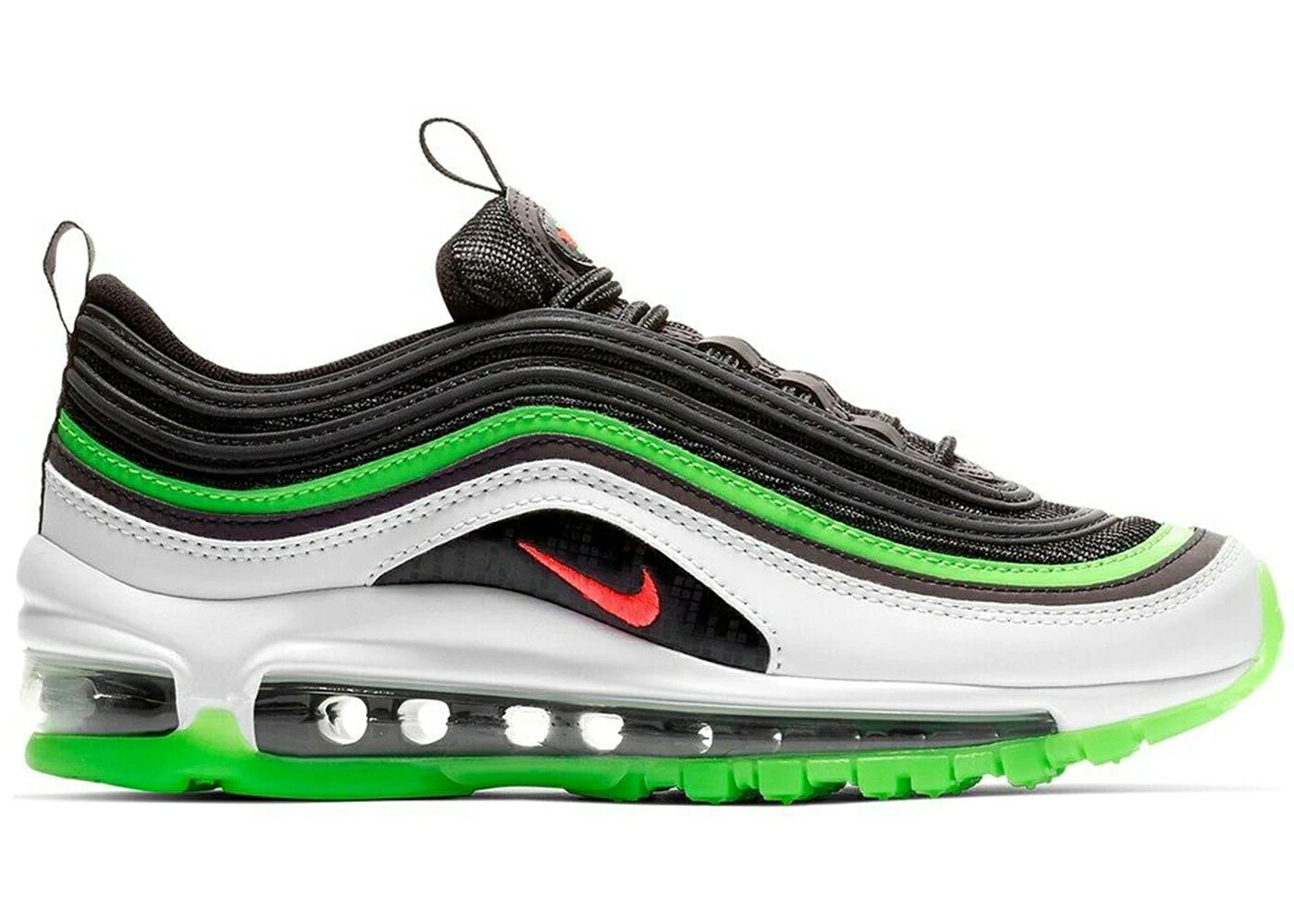 ナイキ マックス 黒色 ブラック 緑 グリーン クリムゾン 白色 ホワイト エアマックス ジュニア キッズ NIKE AIR MAX 97 BLACK GREEN BRIGHT CRIMSON (GS) / BLACK BRIGHT CRIMSON WHITE ベビー マタニティ スニ