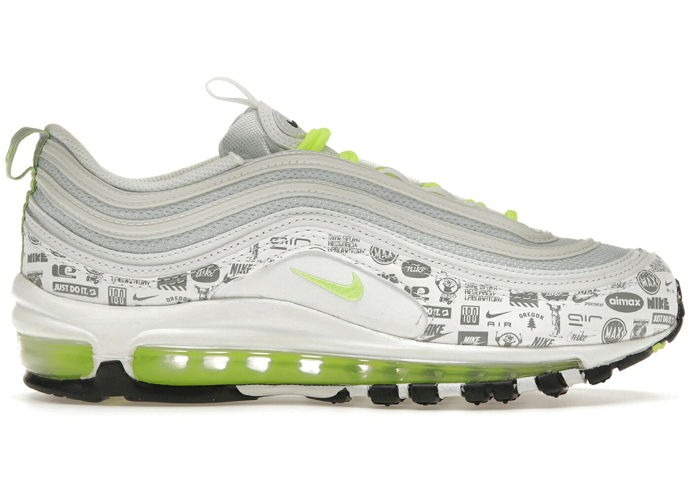 ナイキ マックス ロゴ 白色 ホワイト 黒色 ブラック ピュア プラチナム エアマックス スニーカー メンズ NIKE AIR MAX 97 VOLT REFLECTIVE LOGO / WHITE BLACK PURE PLATINUM VOLT
