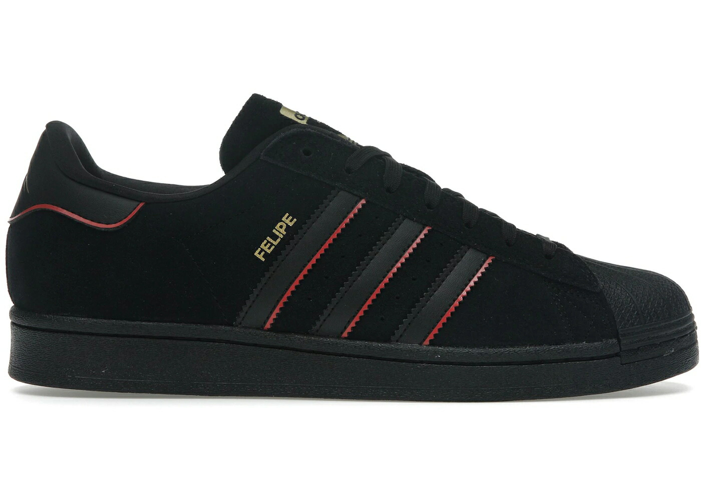 アディダス スーパースター コア 黒色 ブラック ゴールド スニーカー メンズ ADIDAS SUPERSTAR ADV FELIPE GUSTAVO / CORE BLACK BETTER SCARLET GOLD