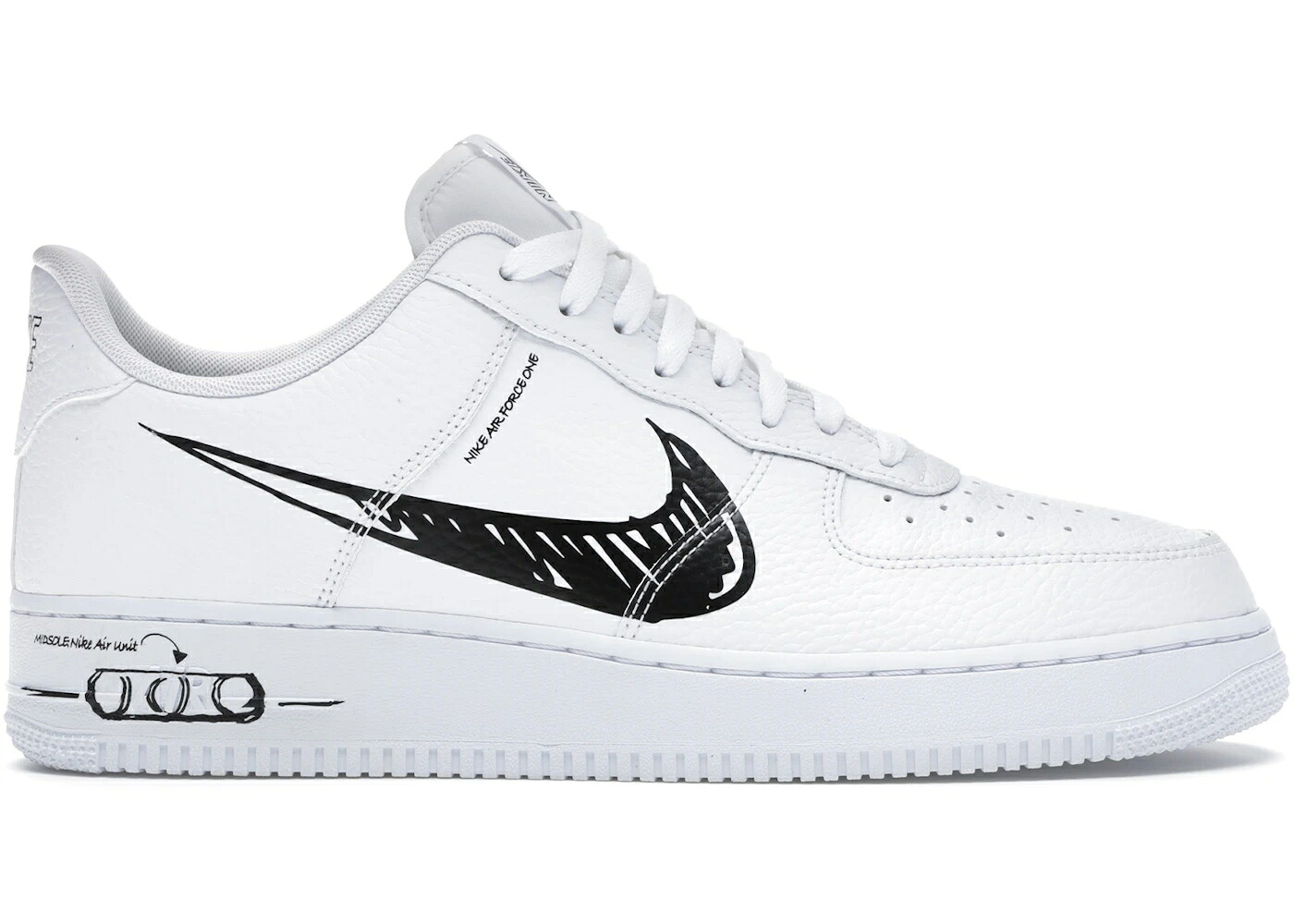 ナイキ 白色 ホワイト 黒色 ブラック エアフォース スニーカー メンズ NIKE AIR FORCE 1 LOW SKETCH WHITE BLACK / WHITE BLACK WHITE