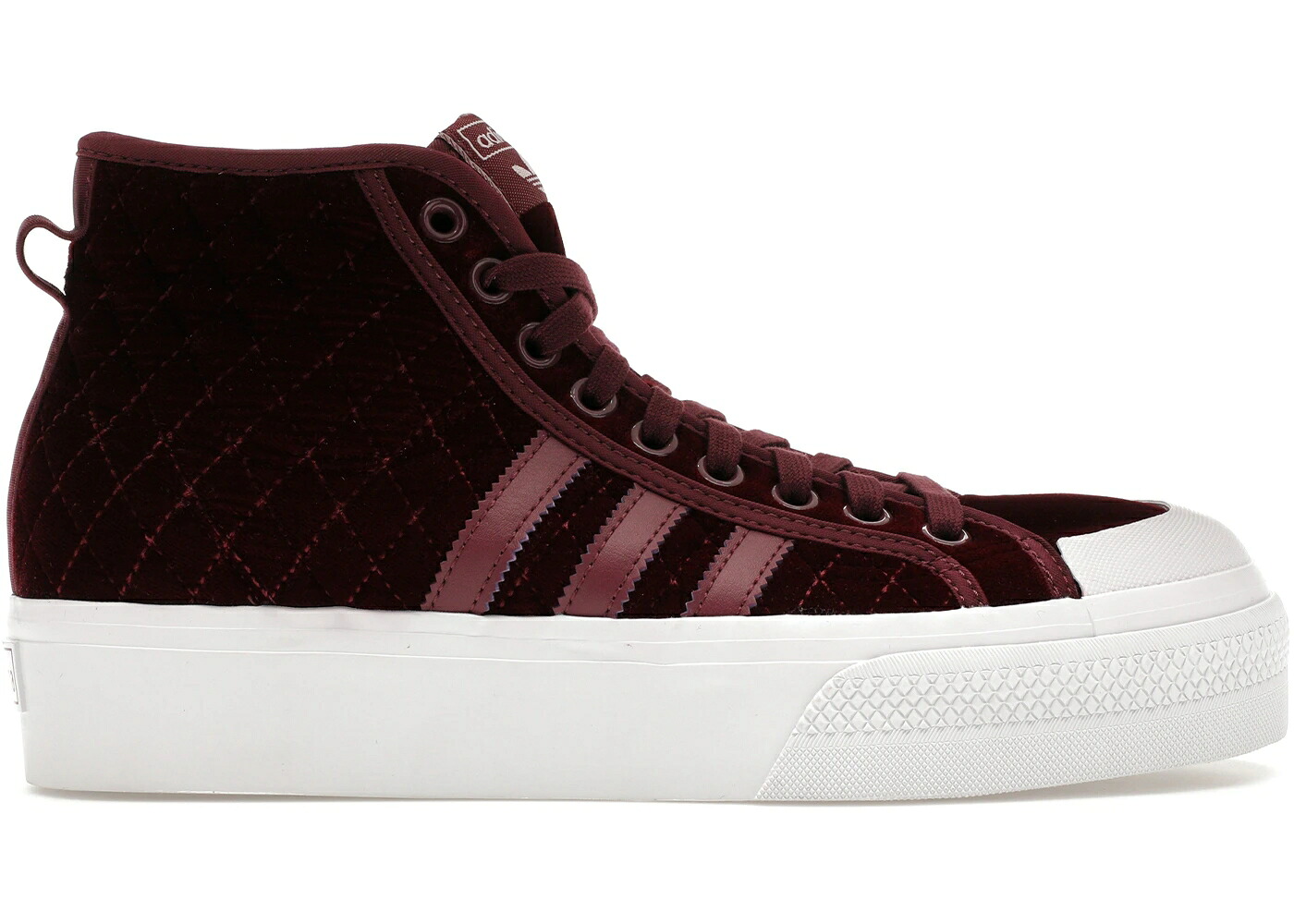 アディダス ミッド 白星 クリムゾン 天鵞絨 WOMEN\u0027S スニーカー レディース ADIDAS NIZZA PLATFORM MID VICTORY CRIMSON VELOUR (WOMEN\u0027S) / SUPPLIER COLOUR VICTORY CRIMSON
