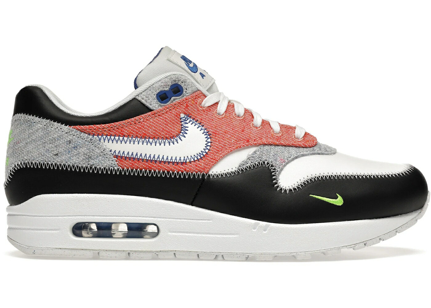 ナイキ マックス 白色 ホワイト 黒色 ブラック 緑 グリーン ゲーム エアマックス スニーカー メンズ NIKE AIR MAX 1 RECYCLED WHITE / WHITE BLACK ELECTRIC GREEN GAME