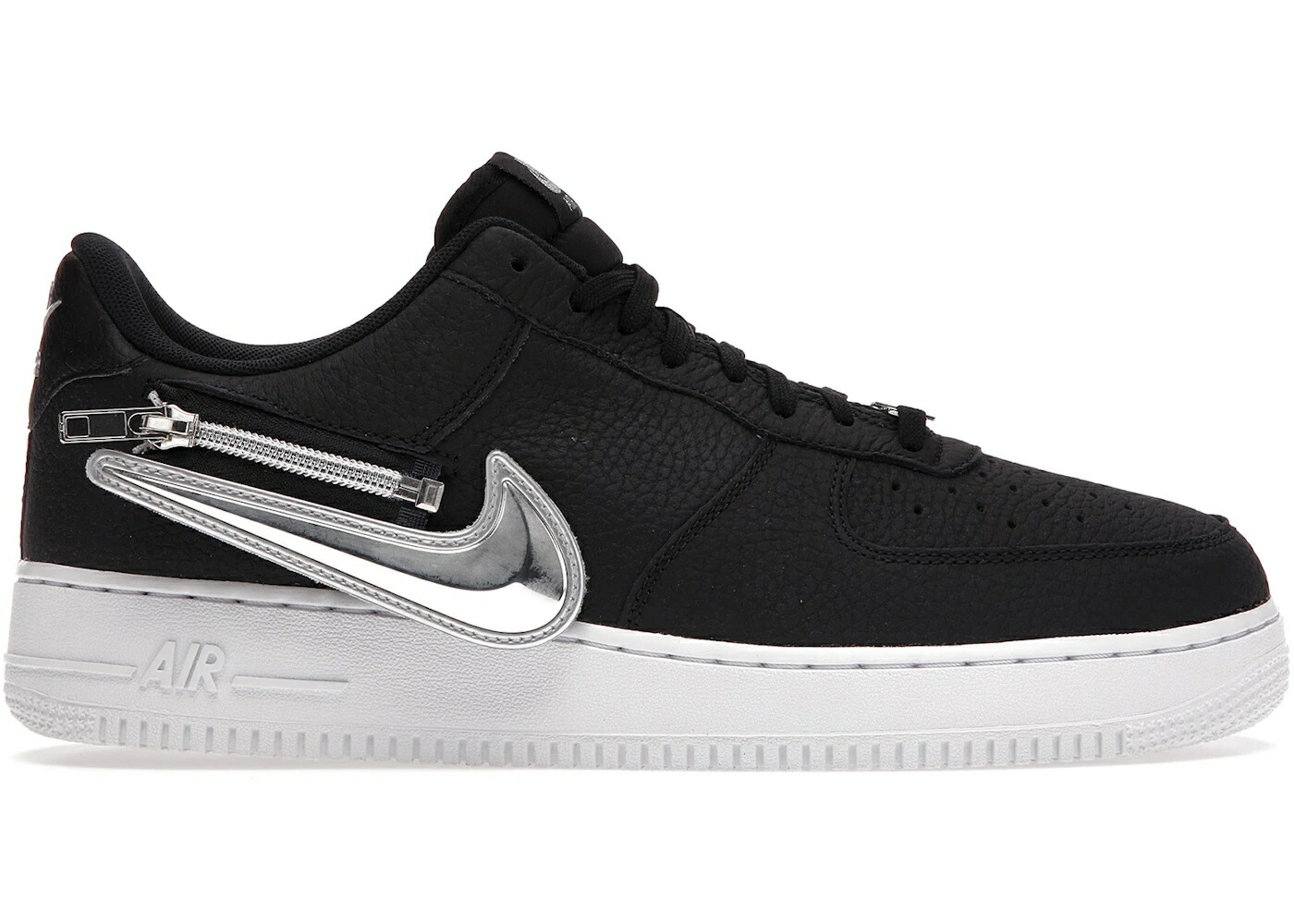 ナイキ スウッシュ スウォッシュ 黒色 ブラック 白色 ホワイト エアフォース スニーカー メンズ NIKE AIR FORCE 1 LOW ZIP SWOOSH BLACK / BLACK WHITE