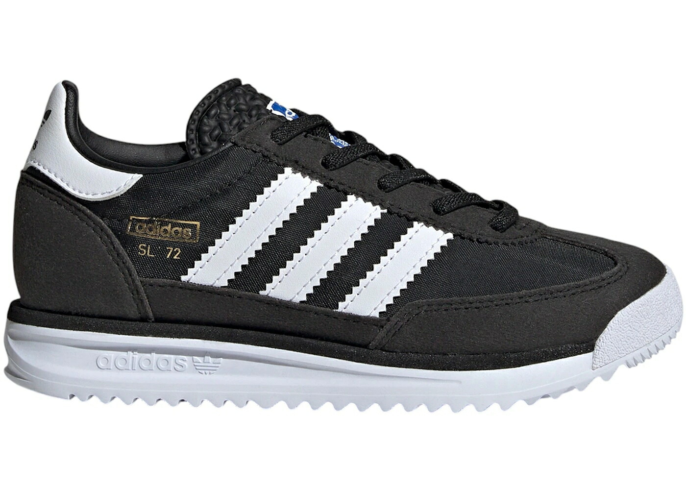 アディダス コア 黒色 ブラック 白色 ホワイト 青色 ブルー ジュニア キッズ ADIDAS SL 72 RS ELASTIC LACES CORE BLACK CLOUD WHITE BLUE (PS) / CORE BLACK CLOUD WHITE BLUE ベビー マタニティ スニーカー