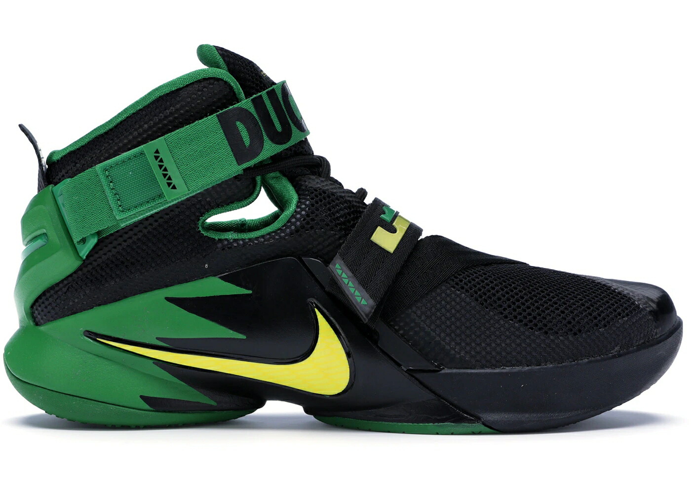 ナイキ レブロン ズーム ソルジャー オレゴン 黒色 ブラック 黄色 イエロー ストライク 緑 グリーン スニーカー メンズ NIKE LEBRON ZOOM SOLDIER 9 OREGON / BLACK YELLOW STRIKE APPLE GREEN