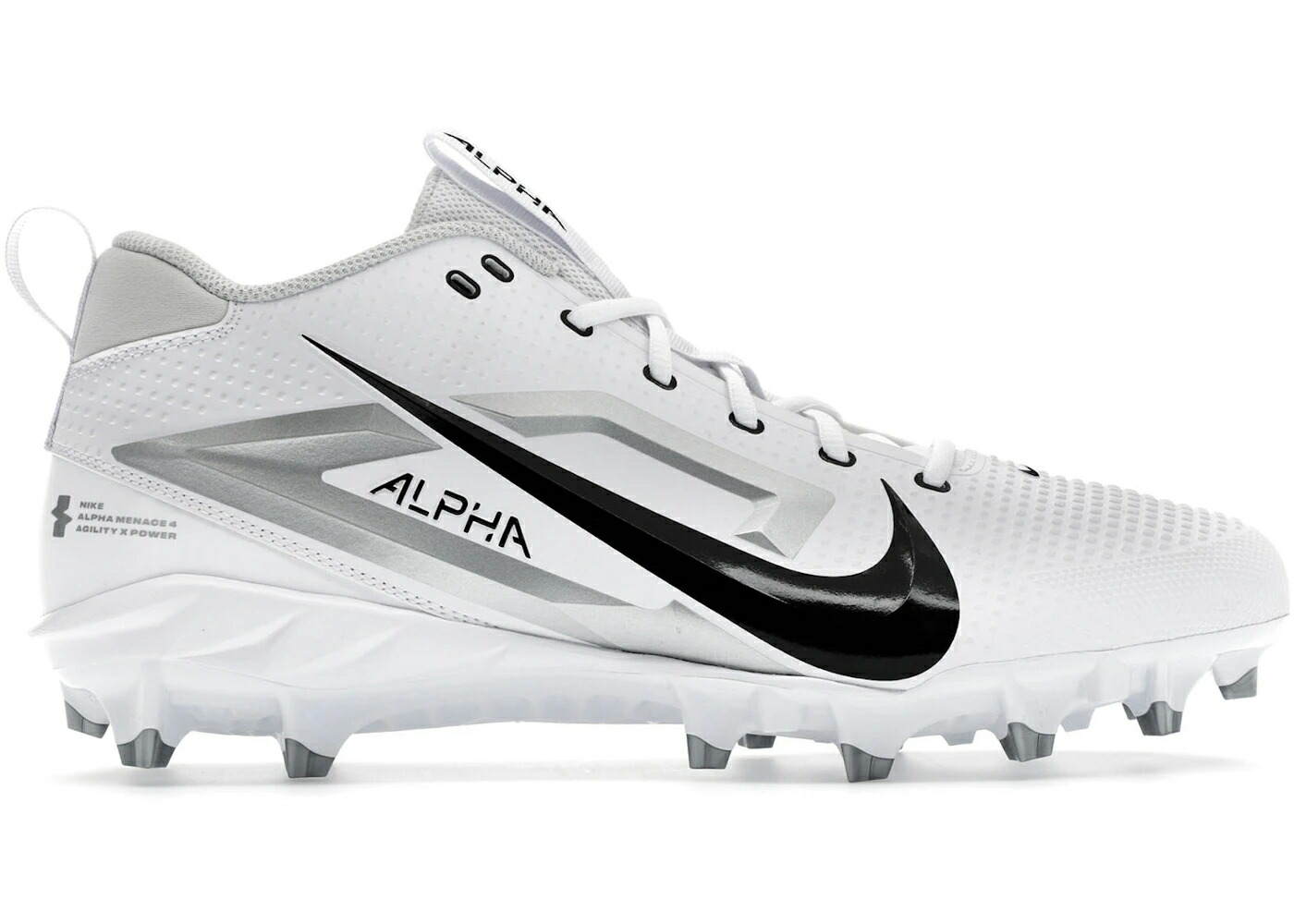 ナイキ アルファ 白色 ホワイト 銀色 シルバー 黒色 ブラック スニーカー メンズ NIKE ALPHA MENACE 4 VARSITY WHITE METALLIC SILVER PHOTON DUST BLACK / WHITE METALLIC SILVER PHOTON｜スニケス