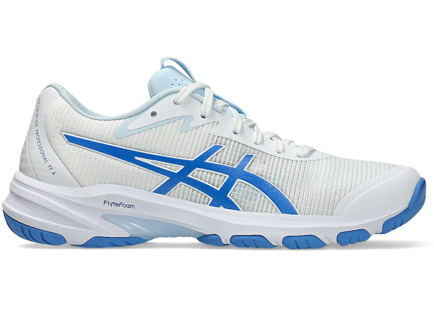 アシックス 白色 ホワイト 青色 ブルー WOMEN'S スニーカー レディース ASICS NETBURNER PROFESSIONAL FF 4 WHITE BLUE COAST (WOMEN'S) / WHITE BLUE COAST