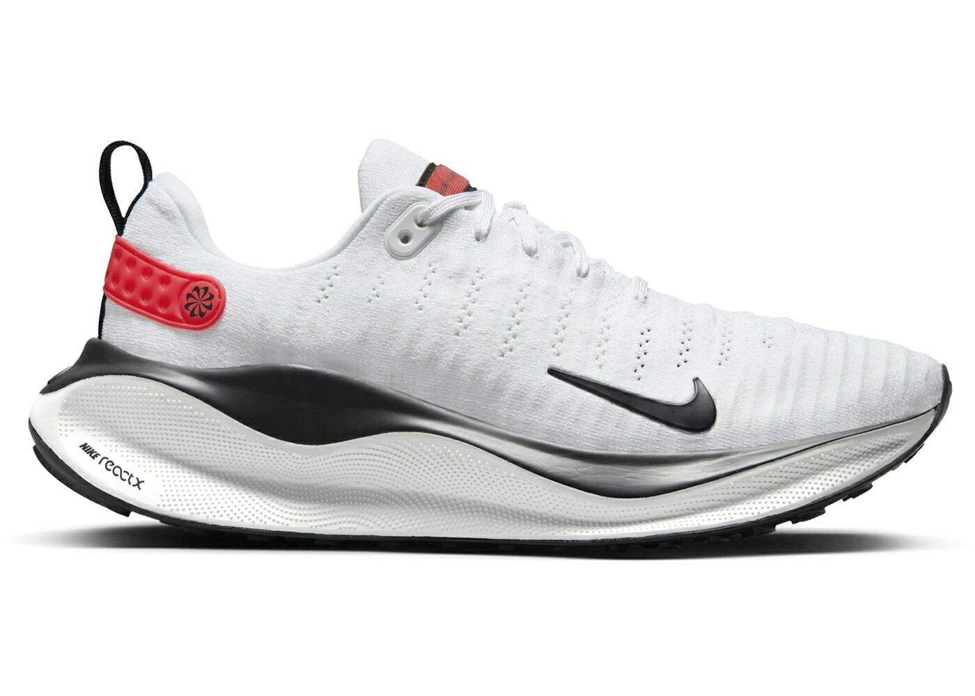 ナイキ ラン 白色 ホワイト 黒色 ブラック クリムゾン プラチナム スニーカー メンズ NIKE REACTX INFINITY RUN 4 WHITE BLACK LIGHT CRIMSON / WHITE PLATINUM TINT LIGHT